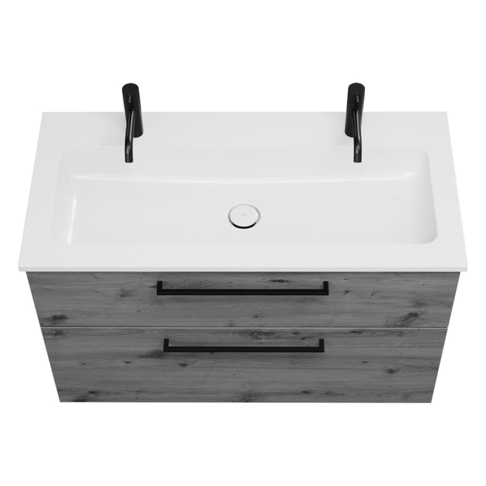 burgbad Eqio Waschtischkombination mit Mineralguss-Waschtisch, 102 cm, mit Stangengriff G0234