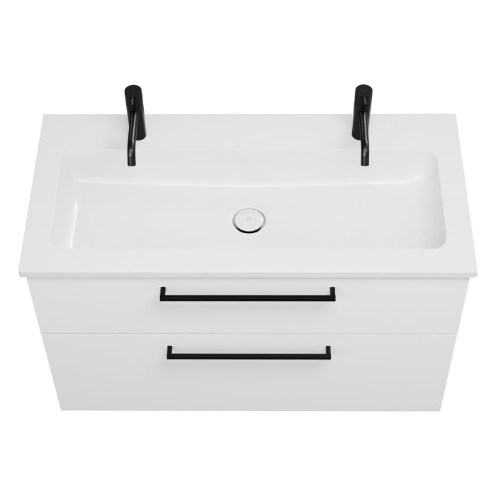 burgbad Eqio Waschtischkombination mit Mineralguss-Waschtisch, 102 cm, mit Stangengriff G0234