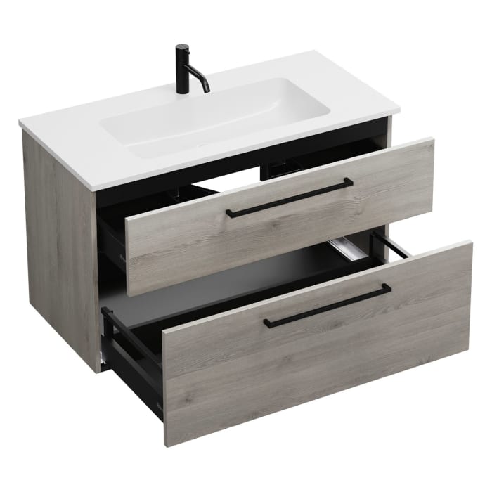 burgbad Eqio Waschtischkombination mit Mineralguss-Waschtisch, 102 cm, mit Stangengriff G0234