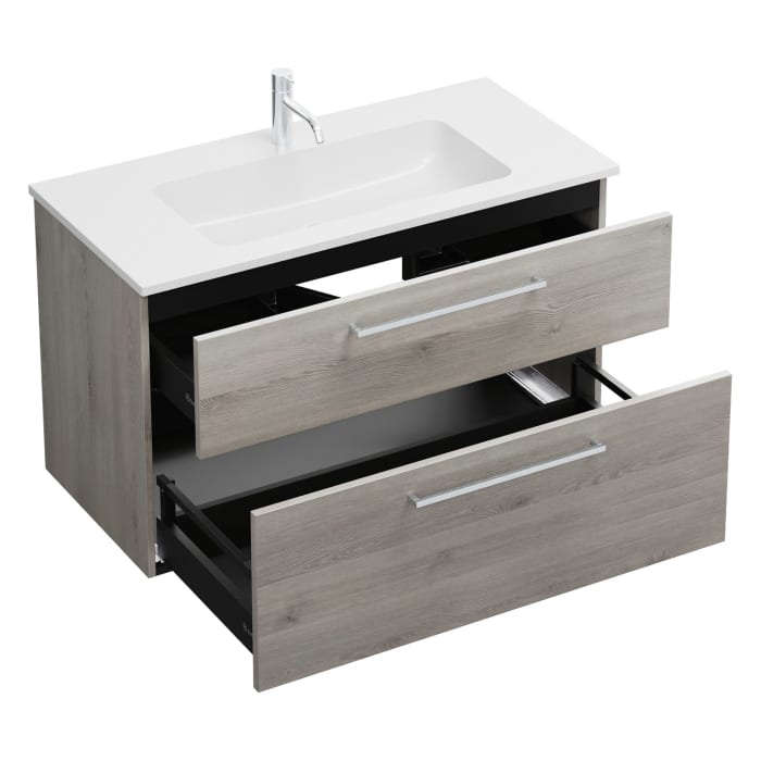 burgbad Eqio Waschtischkombination mit Mineralguss-Waschtisch, 102 cm, mit Stangengriff P95