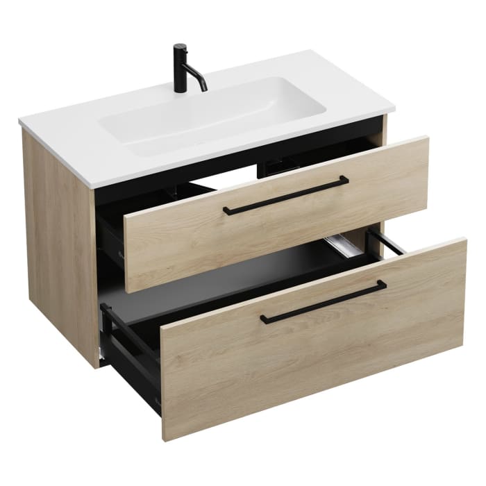 burgbad Eqio Waschtischkombination mit Mineralguss-Waschtisch, 102 cm, mit Stangengriff G0234