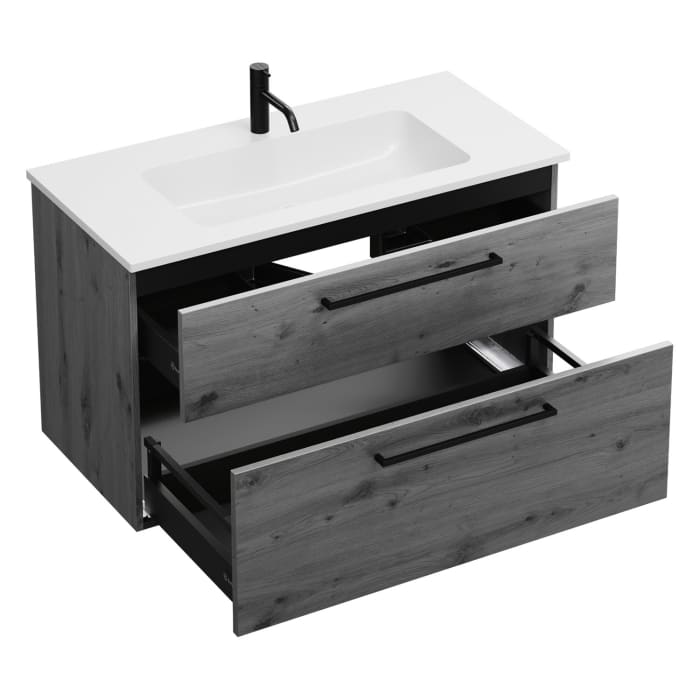 burgbad Eqio Waschtischkombination mit Mineralguss-Waschtisch, 102 cm, mit Stangengriff G0234