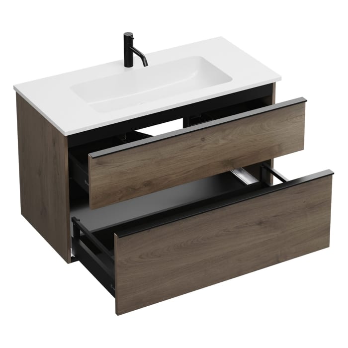 burgbad Eqio Waschtischkombination mit Mineralguss-Waschtisch, 102 cm, mit Griffleiste G0252