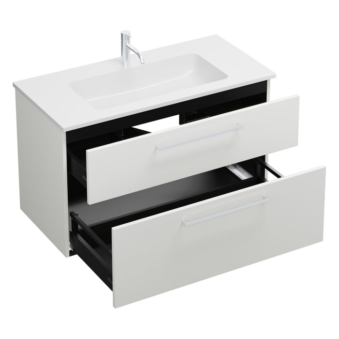 burgbad Eqio Waschtischkombination mit Mineralguss-Waschtisch, 102 cm, mit Stangengriff P95