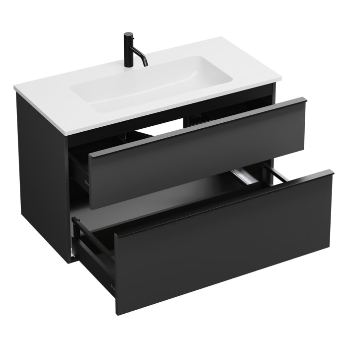 burgbad Eqio Waschtischkombination mit Mineralguss-Waschtisch, 102 cm, mit Griffleiste G0252