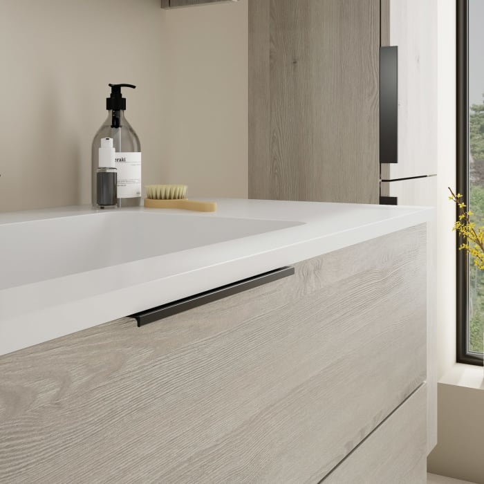 burgbad Eqio Waschtischkombination mit Mineralguss-Waschtisch, 122 cm, mit Griff G0200