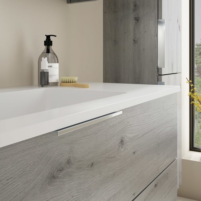 burgbad Eqio Waschtischkombination mit Mineralguss-Waschtisch, 122 cm, mit Griff G0146