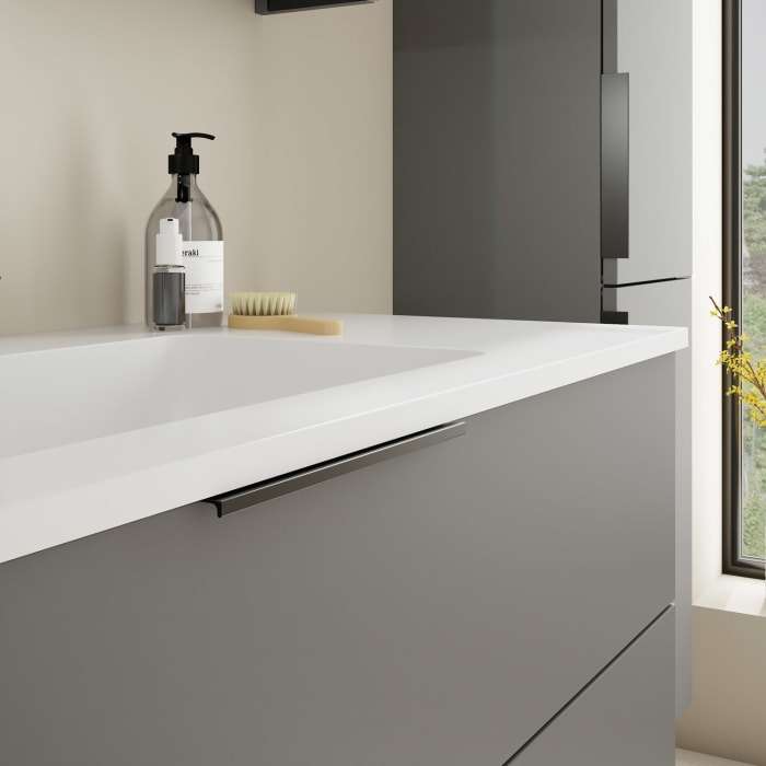 burgbad Eqio Waschtischkombination mit Mineralguss-Waschtisch, 122 cm, mit Griff G0200