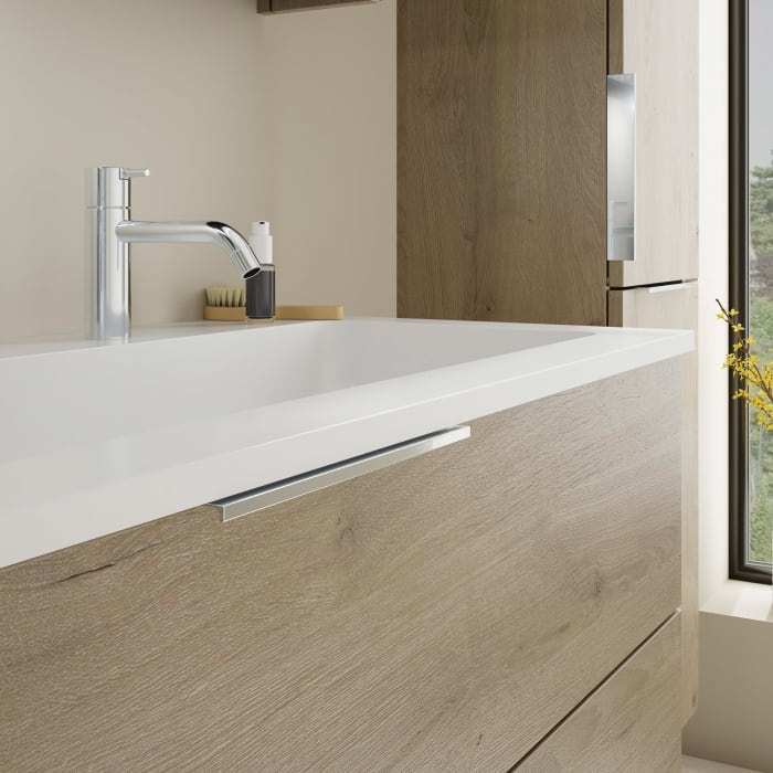 burgbad Eqio Waschtischkombination mit Mineralguss-Waschtisch, 122 cm, mit Griff G0146