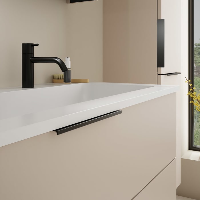 burgbad Eqio Waschtischkombination mit Mineralguss-Waschtisch, 122 cm, mit Griff G0200