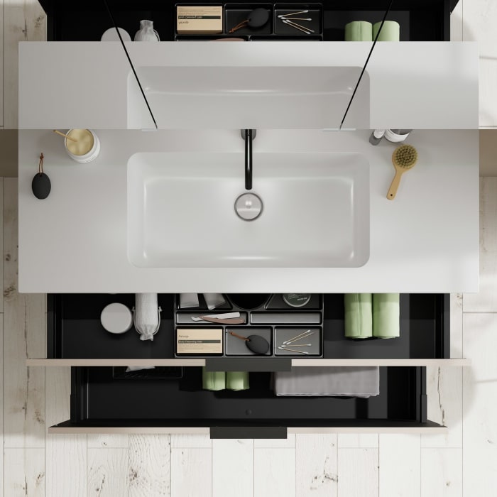 burgbad Eqio Waschtischkombination mit Mineralguss-Waschtisch, 122 cm, mit Griff G0200