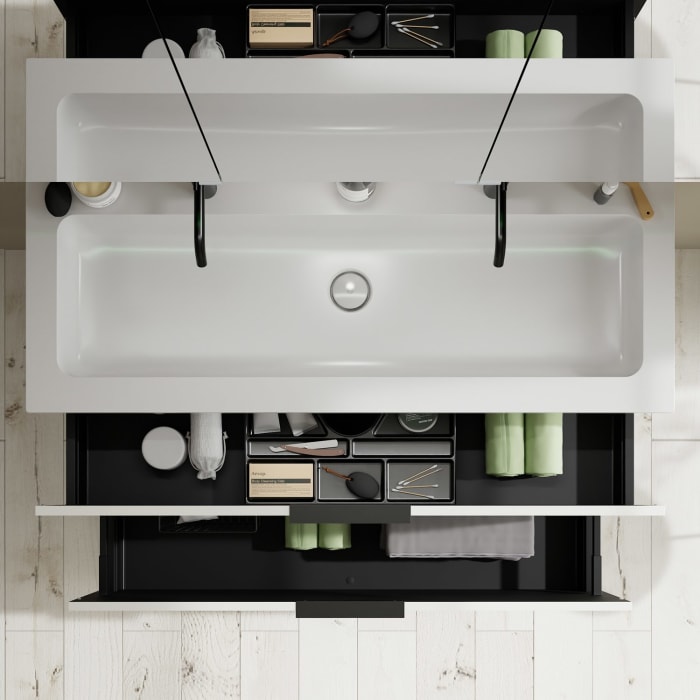 burgbad Eqio Waschtischkombination mit Mineralguss-Waschtisch, 122 cm, mit Griff G0200