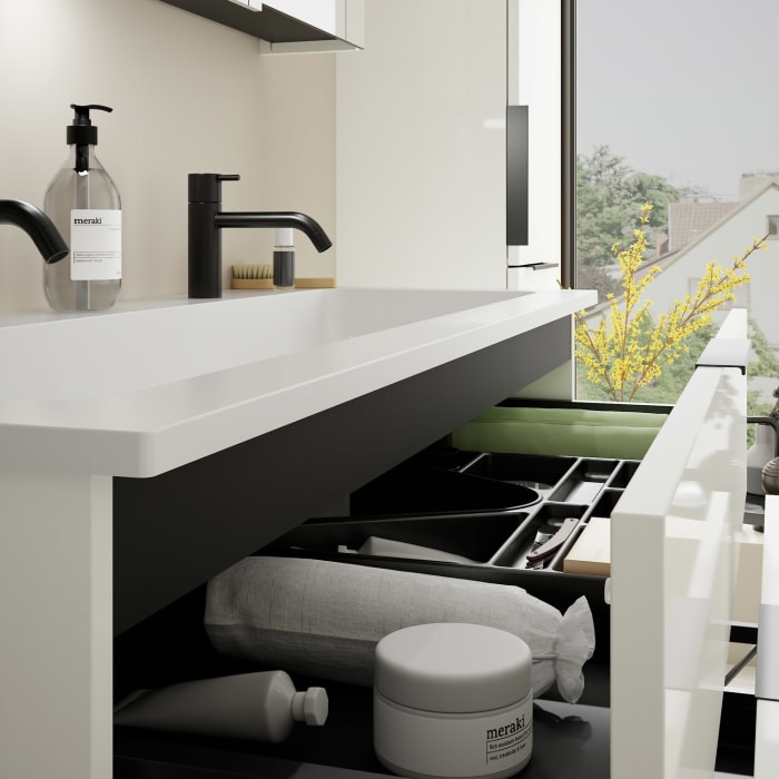 burgbad Eqio Waschtischkombination mit Mineralguss-Waschtisch, 122 cm, mit Griff G0200