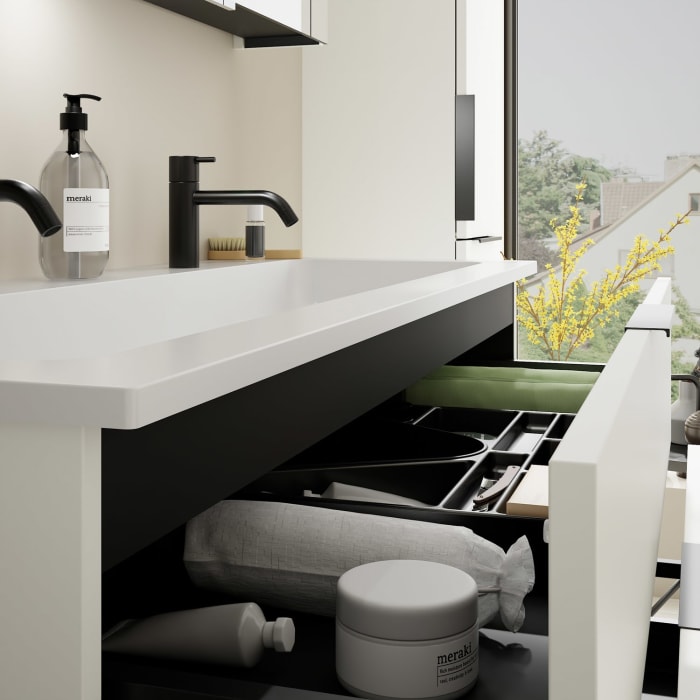 burgbad Eqio Waschtischkombination mit Mineralguss-Waschtisch, 122 cm, mit Griff G0200