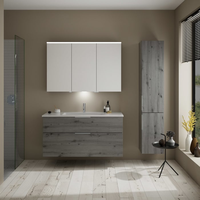 burgbad Eqio Waschtischkombination mit Mineralguss-Waschtisch, 122 cm, mit Griff G0146