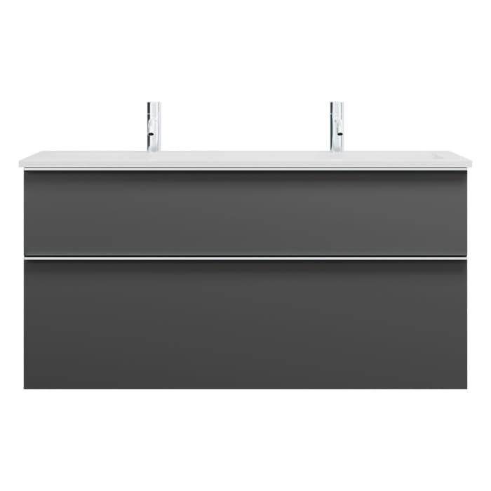 burgbad Eqio Waschtischkombination mit Mineralguss-Waschtisch, 122 cm, mit Griffleiste G0251