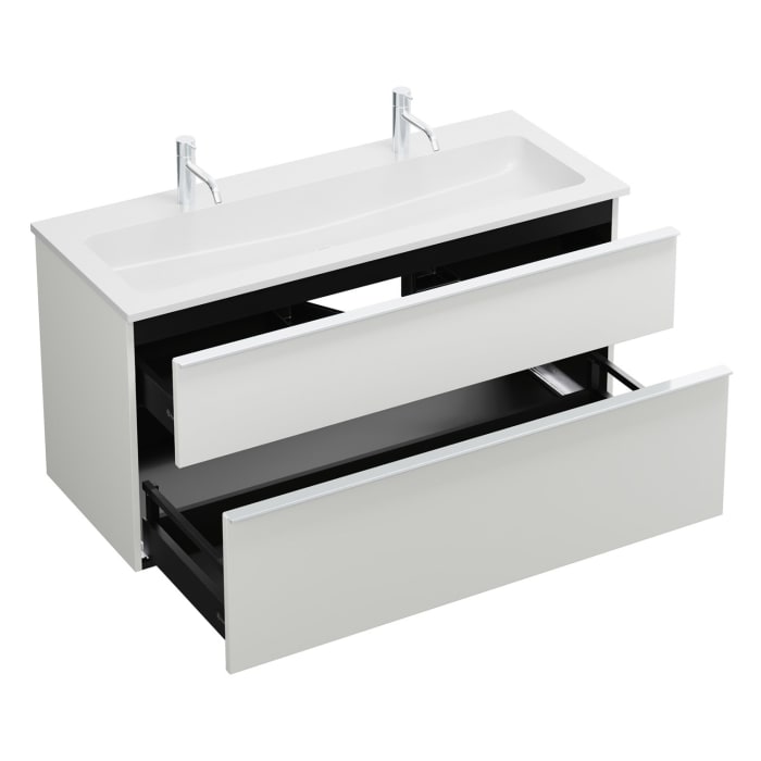 burgbad Eqio Waschtischkombination mit Mineralguss-Waschtisch, 122 cm, mit Griffleiste G0251