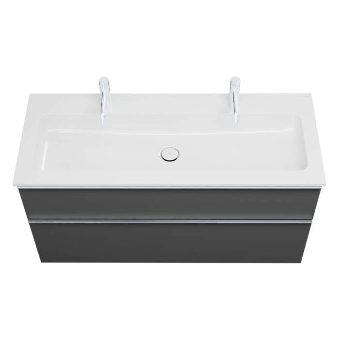 burgbad Eqio Waschtischkombination mit Mineralguss-Waschtisch, 122 cm, mit Griffleiste G0251