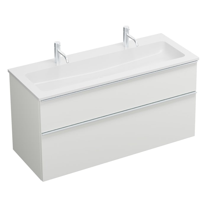 burgbad Eqio Waschtischkombination mit Mineralguss-Waschtisch, 122 cm, mit Griffleiste G0251