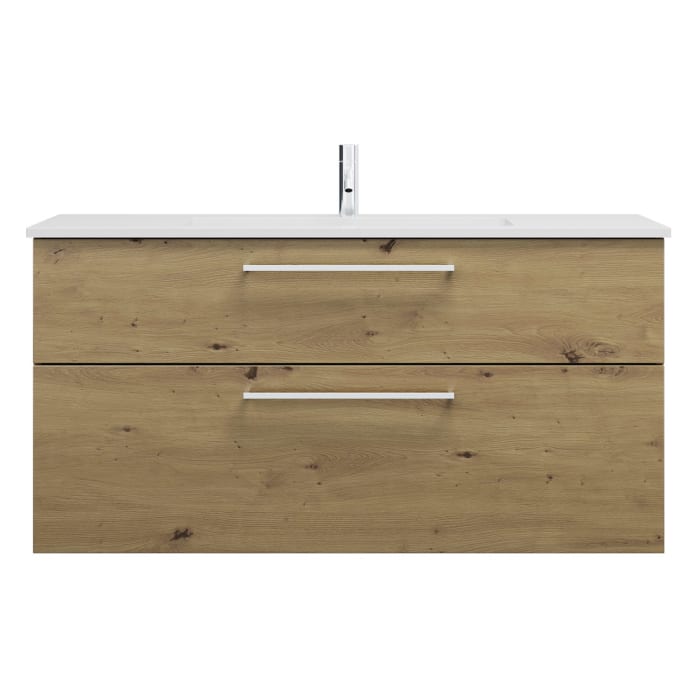 burgbad Eqio Waschtischkombination mit Mineralguss-Waschtisch, 122 cm, mit Stangengriff P95