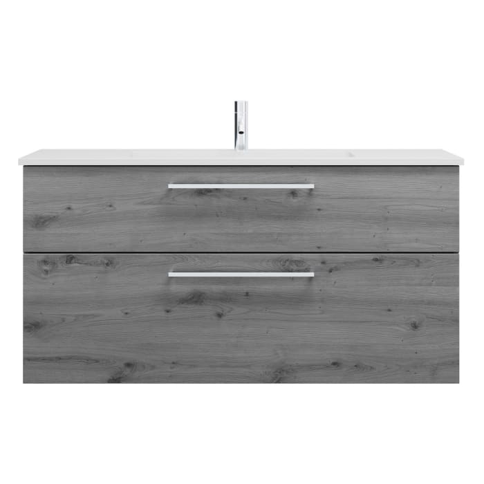 burgbad Eqio Waschtischkombination mit Mineralguss-Waschtisch, 122 cm, mit Stangengriff P95