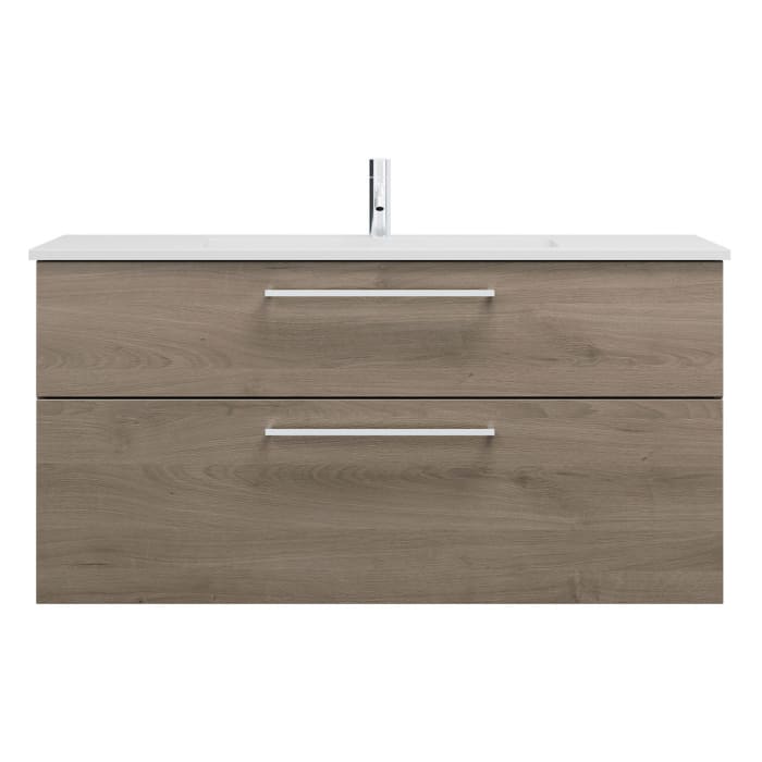 burgbad Eqio Waschtischkombination mit Mineralguss-Waschtisch, 122 cm, mit Stangengriff P95