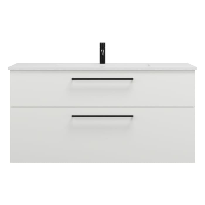 burgbad Eqio Waschtischkombination mit Mineralguss-Waschtisch, 122 cm, mit Stangengriff G0234