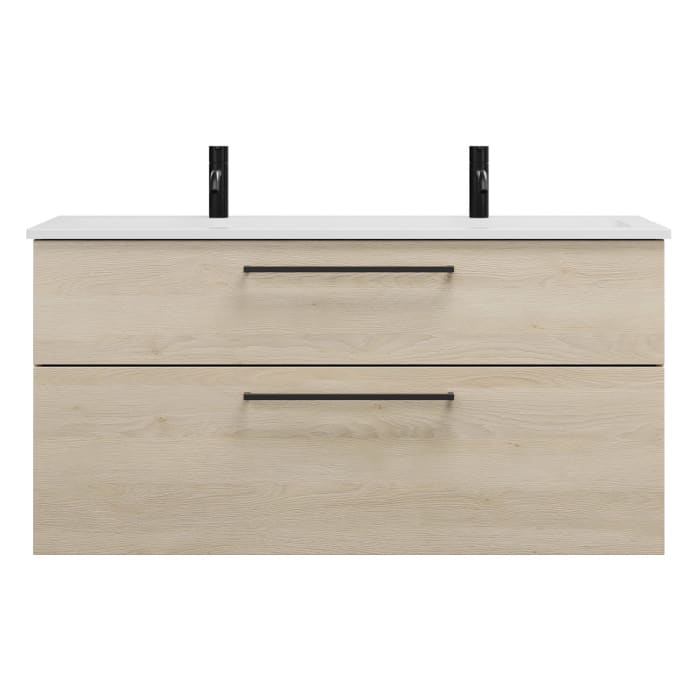 burgbad Eqio Waschtischkombination mit Mineralguss-Waschtisch, 122 cm, mit Stangengriff G0234