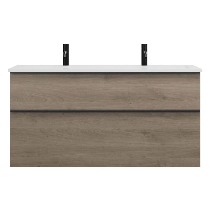 burgbad Eqio Waschtischkombination mit Mineralguss-Waschtisch, 122 cm, mit Griffleiste G0252