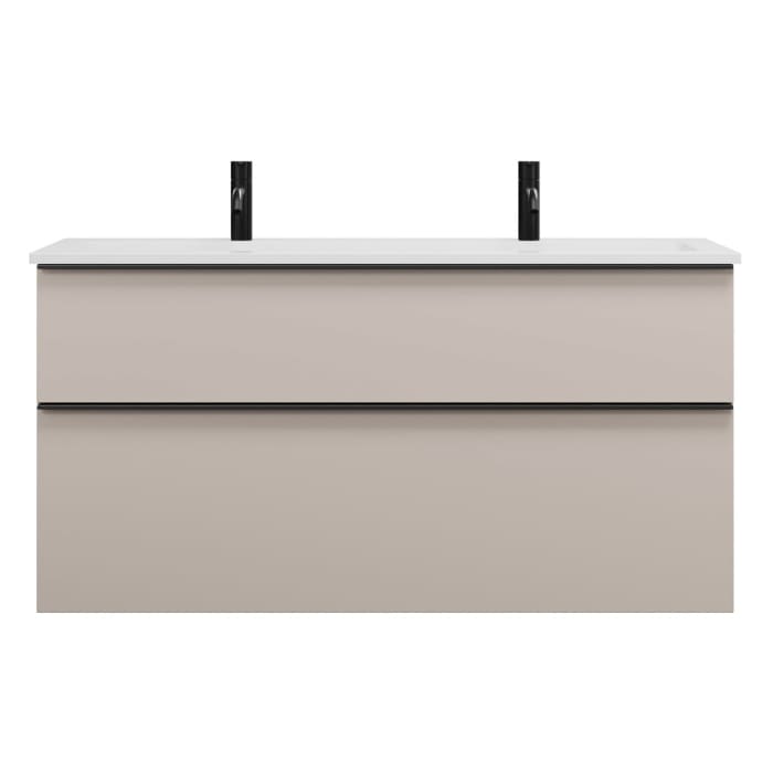 burgbad Eqio Waschtischkombination mit Mineralguss-Waschtisch, 122 cm, mit Griffleiste G0252
