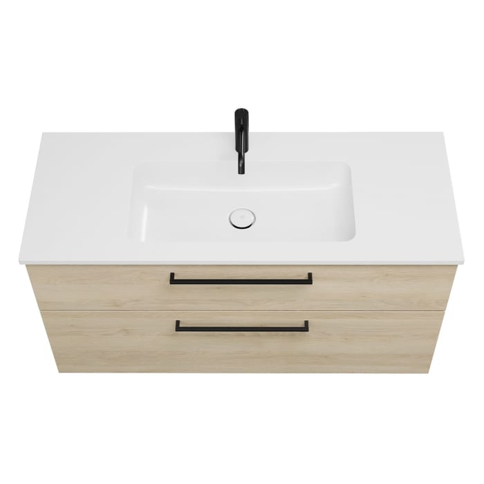 burgbad Eqio Waschtischkombination mit Mineralguss-Waschtisch, 122 cm, mit Stangengriff G0234