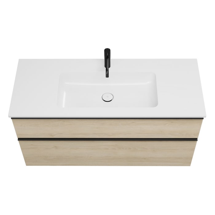 burgbad Eqio Waschtischkombination mit Mineralguss-Waschtisch, 122 cm, mit Griffleiste G0252