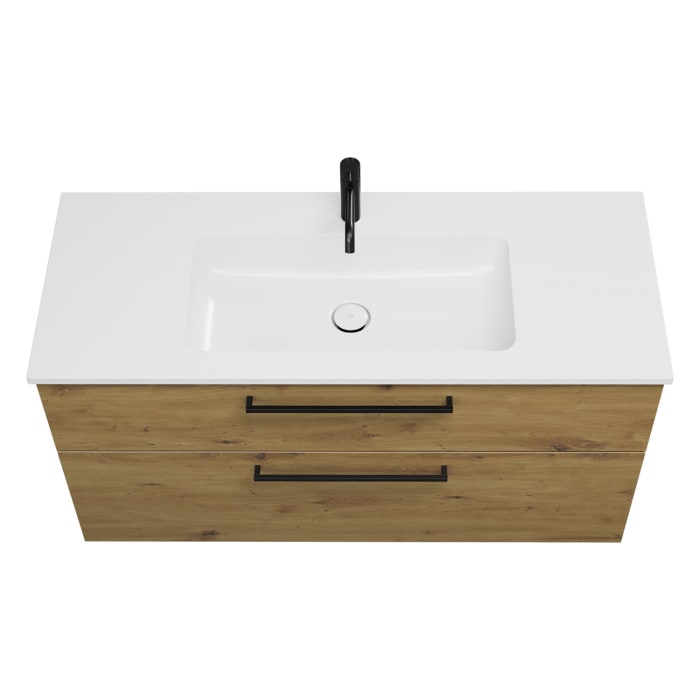 burgbad Eqio Waschtischkombination mit Mineralguss-Waschtisch, 122 cm, mit Stangengriff G0234