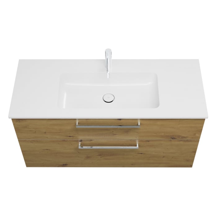 burgbad Eqio Waschtischkombination mit Mineralguss-Waschtisch, 122 cm, mit Stangengriff P95