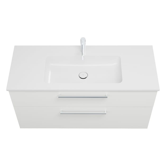 burgbad Eqio Waschtischkombination mit Mineralguss-Waschtisch, 122 cm, mit Stangengriff P95