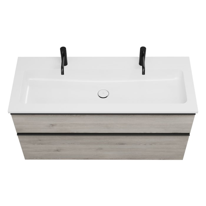 burgbad Eqio Waschtischkombination mit Mineralguss-Waschtisch, 122 cm, mit Griffleiste G0252