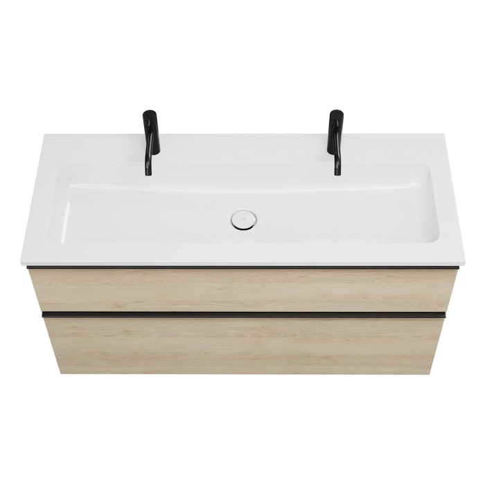 burgbad Eqio Waschtischkombination mit Mineralguss-Waschtisch, 122 cm, mit Griffleiste G0252