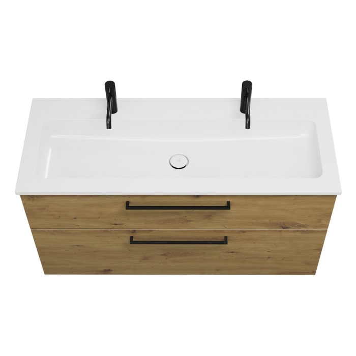 burgbad Eqio Waschtischkombination mit Mineralguss-Waschtisch, 122 cm, mit Stangengriff G0234