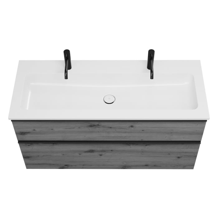 burgbad Eqio Waschtischkombination mit Mineralguss-Waschtisch, 122 cm, mit Griffleiste G0252