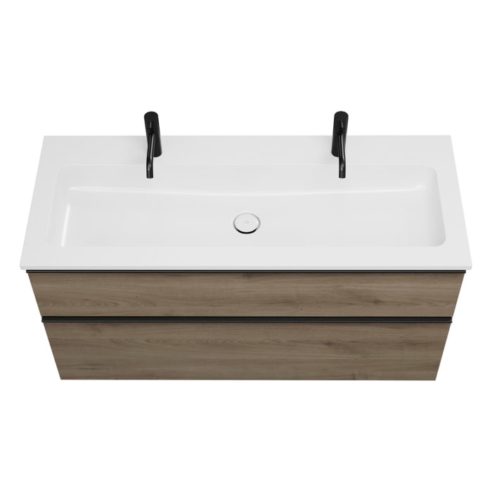 burgbad Eqio Waschtischkombination mit Mineralguss-Waschtisch, 122 cm, mit Griffleiste G0252