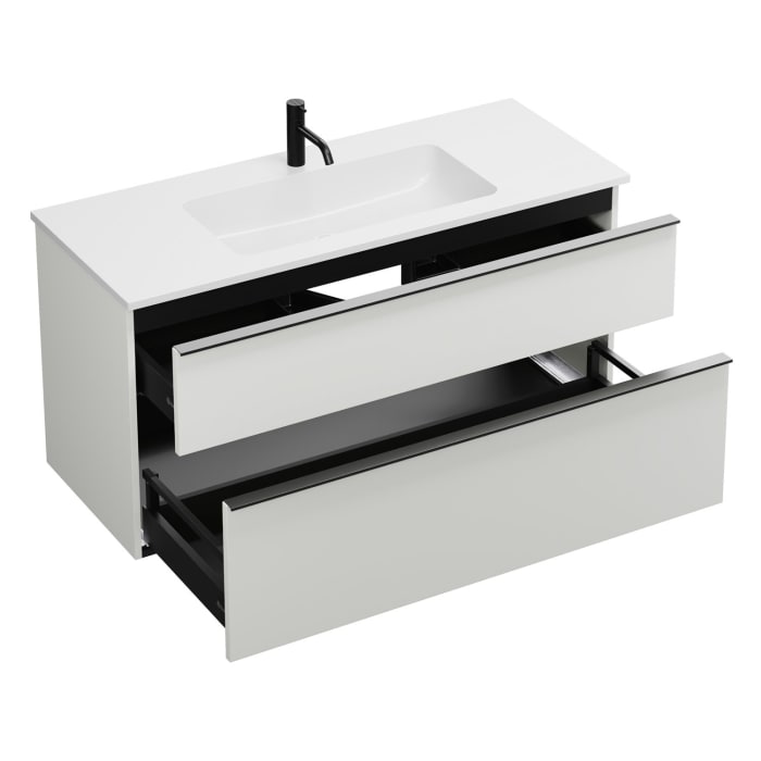 burgbad Eqio Waschtischkombination mit Mineralguss-Waschtisch, 122 cm, mit Griffleiste G0252