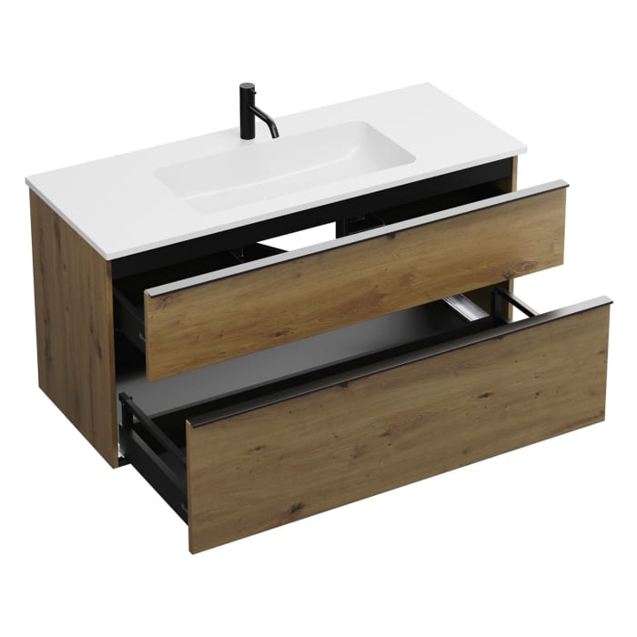 burgbad Eqio Waschtischkombination mit Mineralguss-Waschtisch, 122 cm, mit Griffleiste G0252