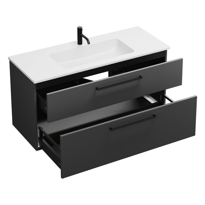 burgbad Eqio Waschtischkombination mit Mineralguss-Waschtisch, 122 cm, mit Stangengriff G0234