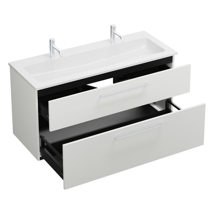 burgbad Eqio Waschtischkombination mit Mineralguss-Waschtisch, 122 cm, mit Stangengriff P95