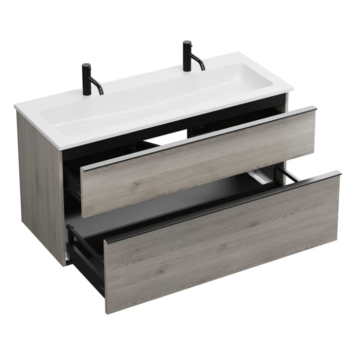 burgbad Eqio Waschtischkombination mit Mineralguss-Waschtisch, 122 cm, mit Griffleiste G0252