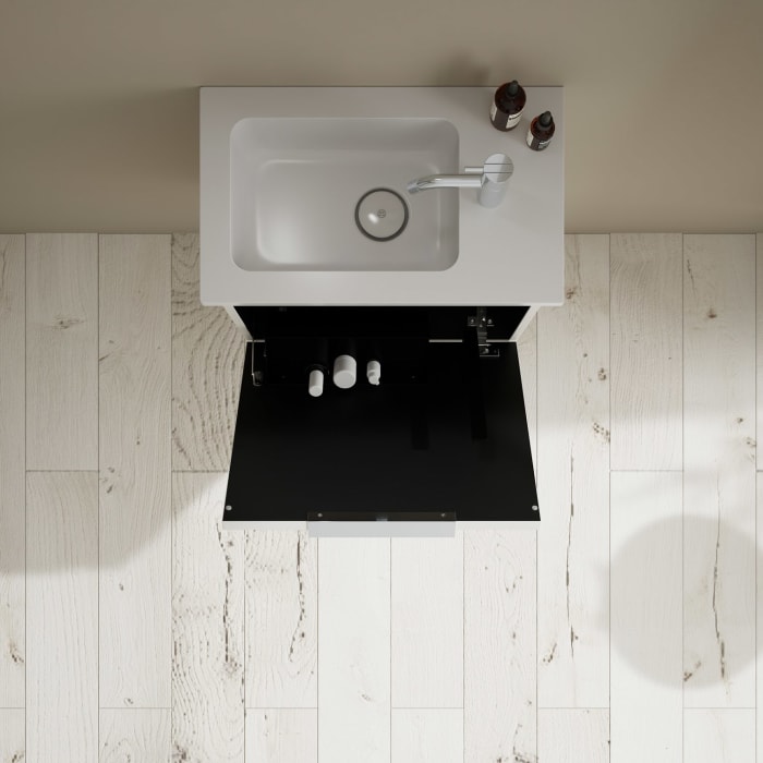 burgbad Eqio Waschtischkombination mit Mineralguss-Waschtisch, 52 cm, mit Griff G0146