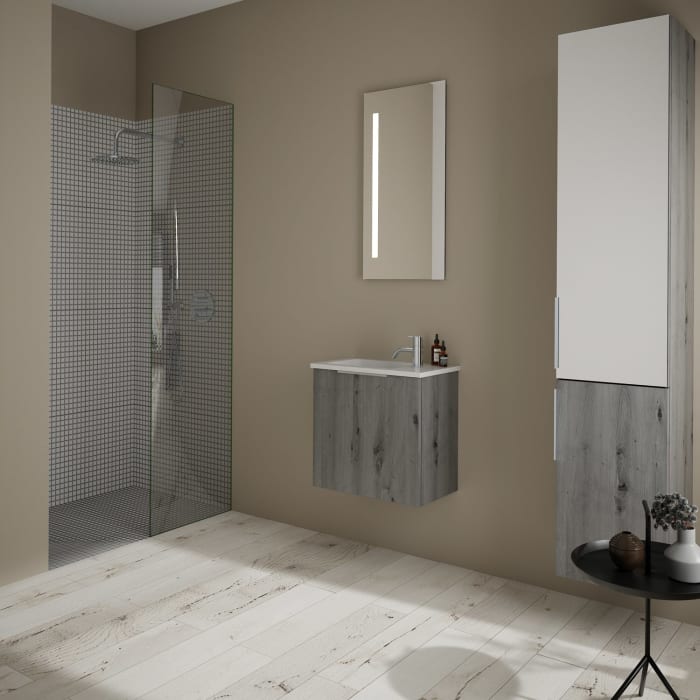 burgbad Eqio Waschtischkombination mit Mineralguss-Waschtisch, 52 cm, mit Griff G0146