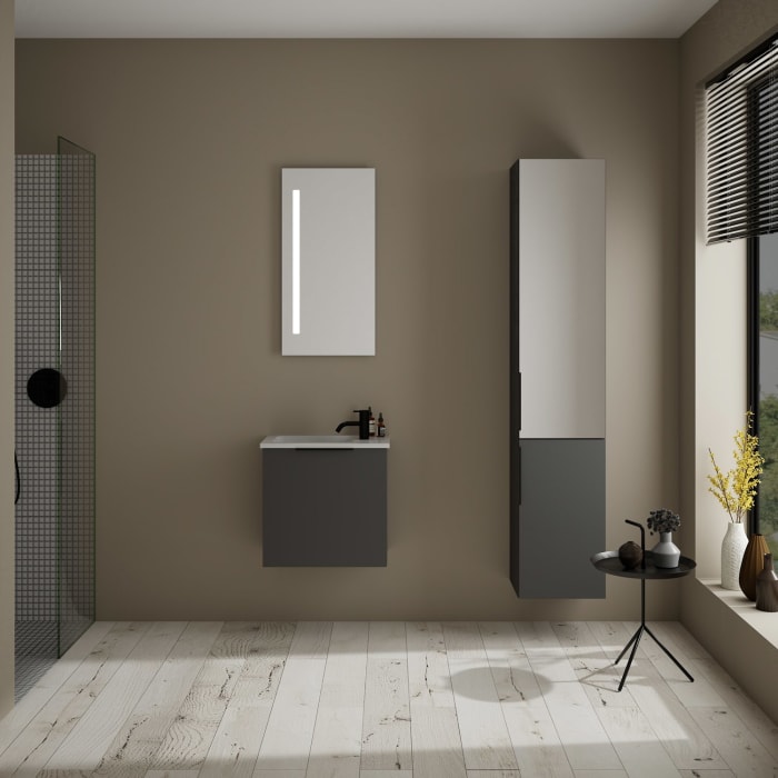 burgbad Eqio Waschtischkombination mit Mineralguss-Waschtisch, 52 cm, mit Griff G0200