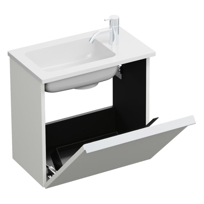 burgbad Eqio Waschtischkombination mit Mineralguss-Waschtisch, 52 cm, mit Griffleiste G0251