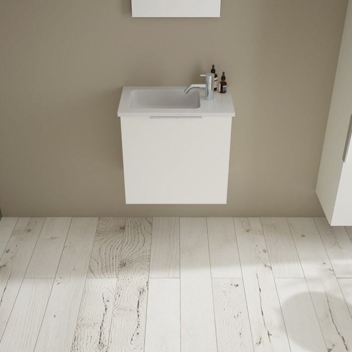 burgbad Eqio Waschtischkombination mit Mineralguss-Waschtisch, 52 cm, mit Griff G0146